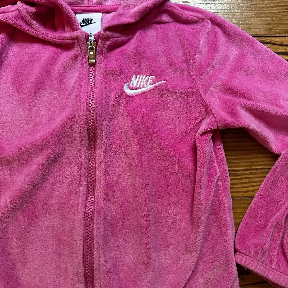 Nike pink fleece hooded long sleeve full zip sweater‎ SIZE 6X